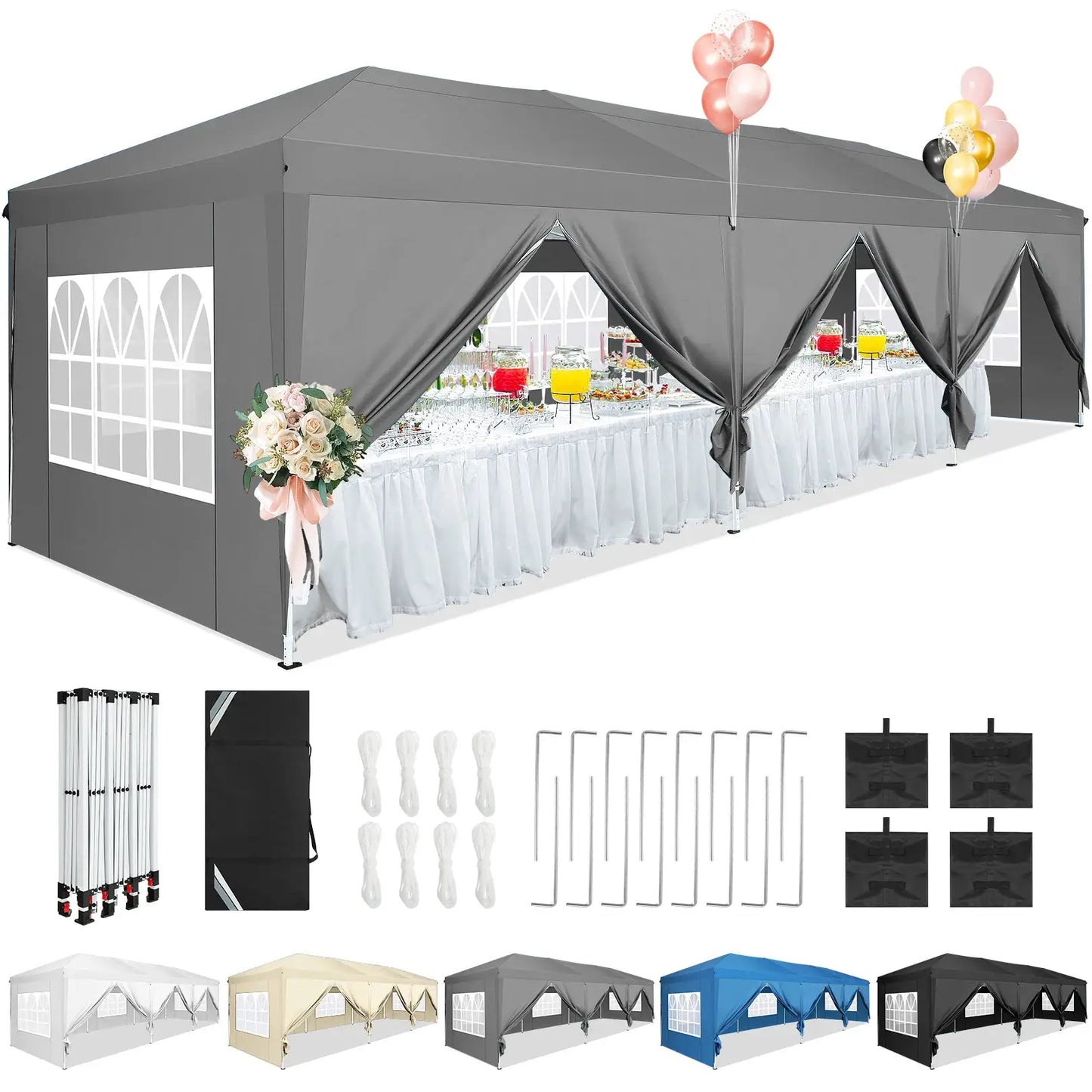 10x30ft Pop Up Canopy Tent with 8 Sidewalls Tents for Party Waterproof Camping Canopy,Outdoor Portable Gazebo for Backyard by Beastly Survival Outlet