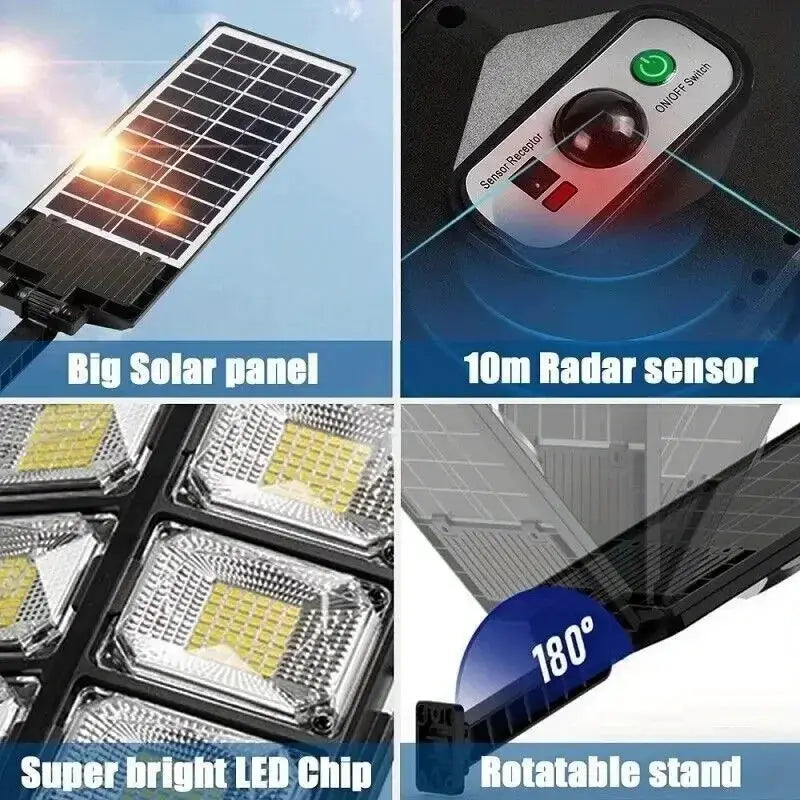 504LED Ultra Bright Solar Street Light with Motion Sensor Remote by Beastly Survival Outlet