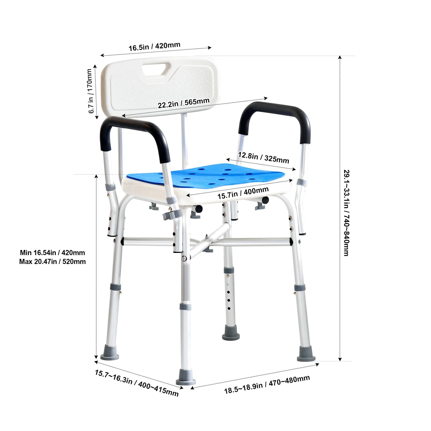 Adjustable Height Shower Chair For Elderly And Disabled