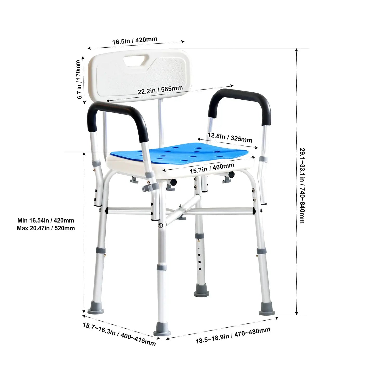 Adjustable Height Shower Chair For Elderly And Disabled by Beastly Survival Outlet
