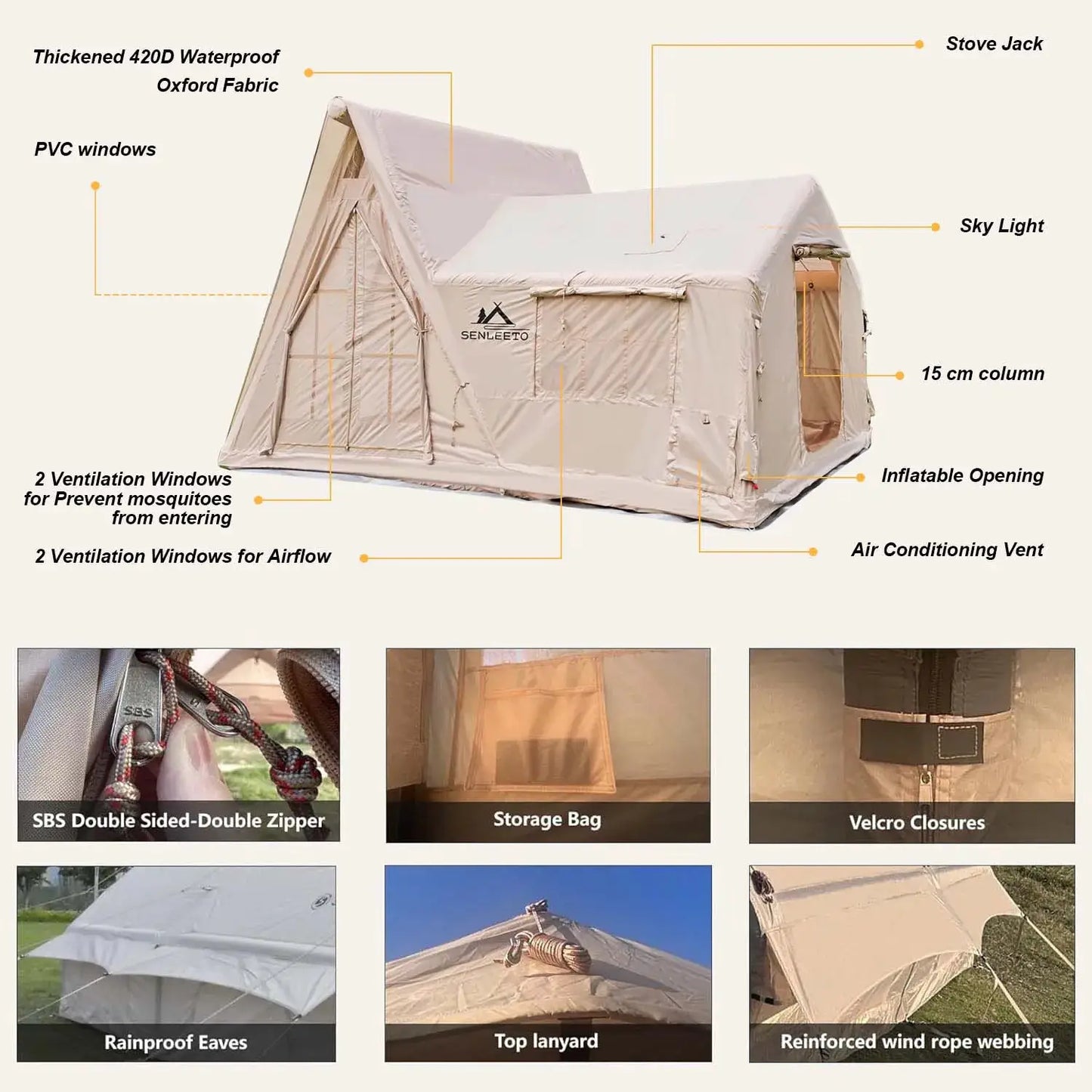 Large Inflatable Cabin Tent 8 To 10 Person 135 Sq Ft by Beastly Survival Outlet