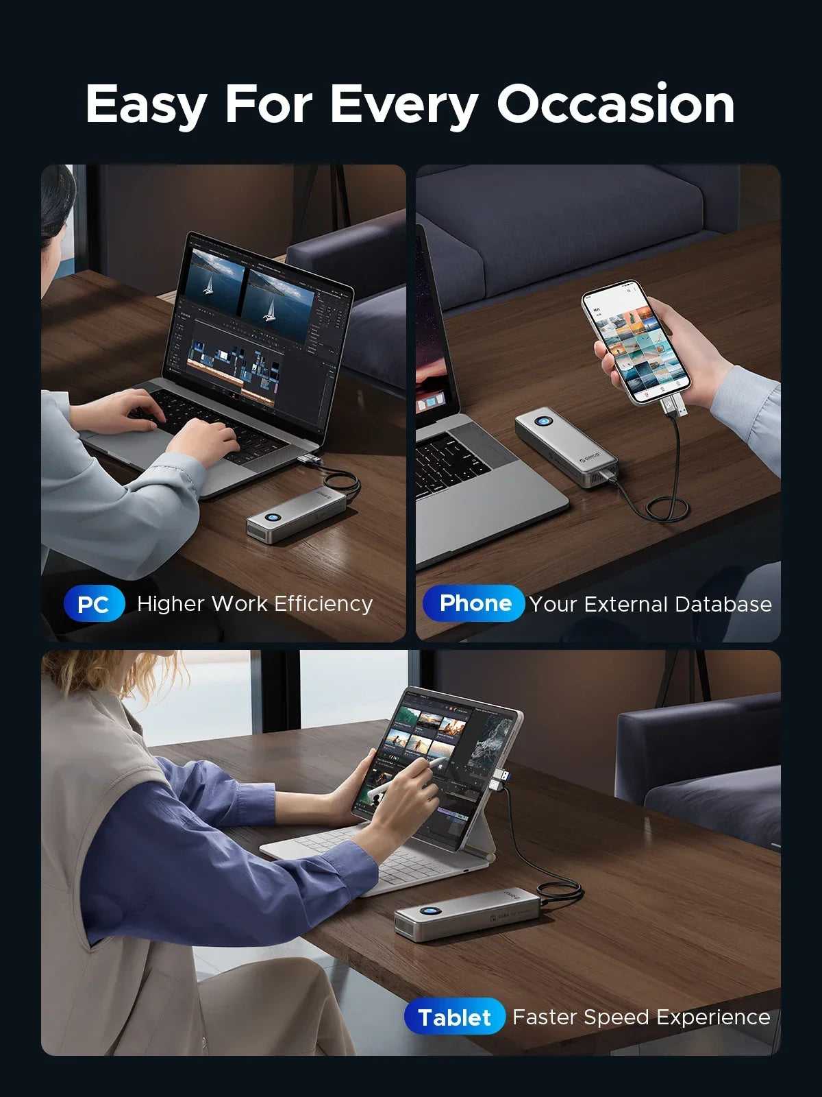 Orico RGB USB4 40Gbps M2 NVMe SSD Enclosure 8TB Fan AluBodyX