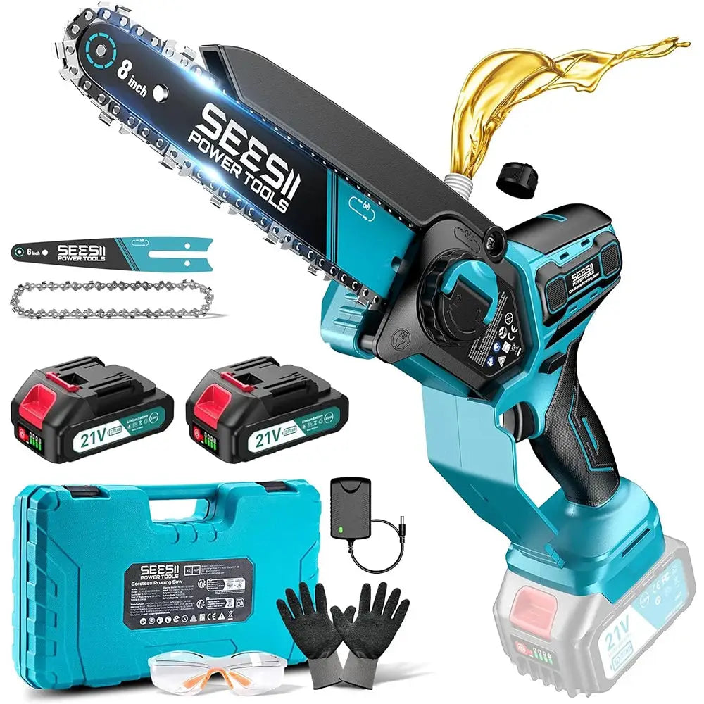 Seesii 1000W 6&8''Brushless Electric Chainsaw Cordless Electric Saw Woodworking Garden Pruning Tools For Makita 18V Battery Pin by Beastly Survival Outlet