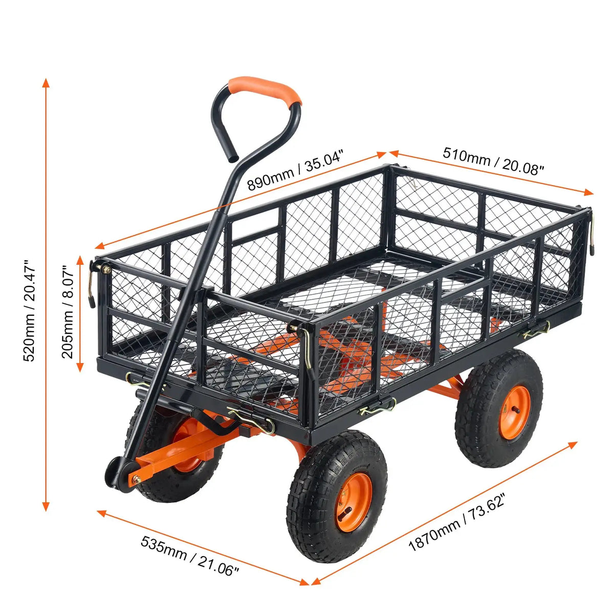SucceBuy Garden Cart Sturdy Metal Utility Wagon with Simple Assembly Versatile Dump Cart Wheelbarrow with 400/880lbs Capacity by Beastly Survival Outlet