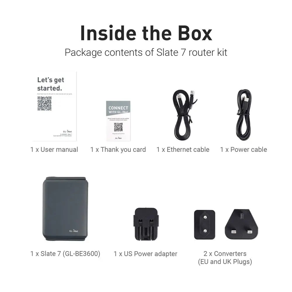 GL INet GL BE3600 Slate 7 Dual Band Wi Fi 7 Travel RouterPro