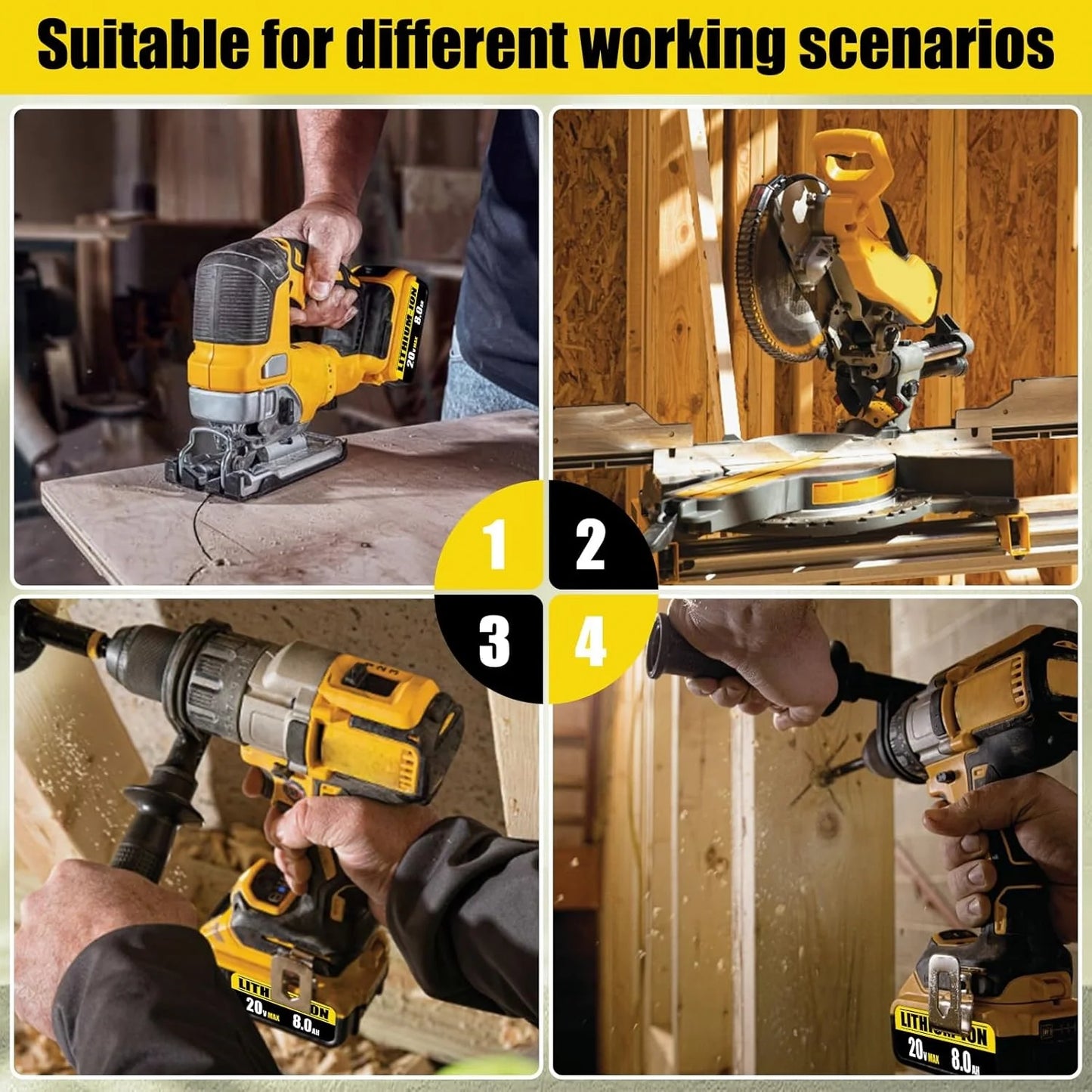 Replace DeWei 20V 8.4Ah Lithium Battery For Hand Drill Tools