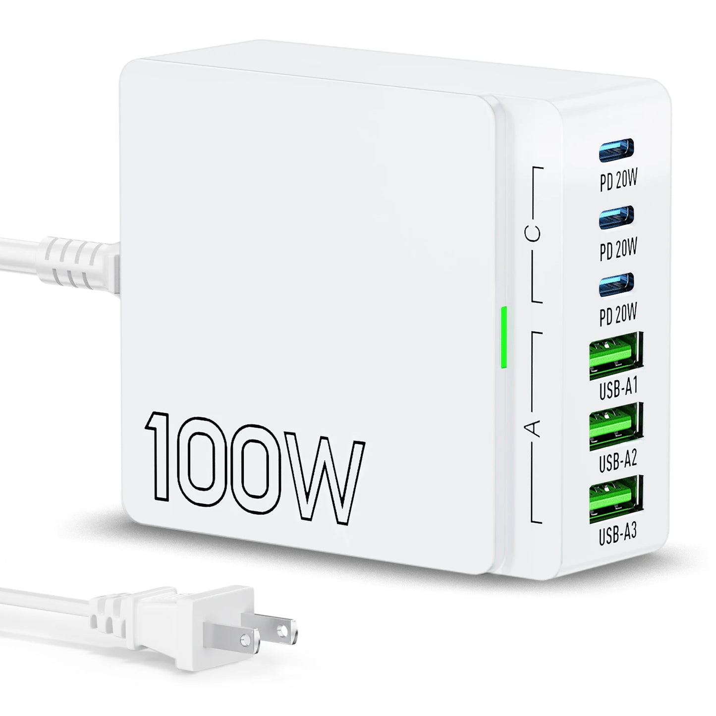 100W 6 Port GaN Quick Charge Hub PD 3 0 For Phones TabletsPC