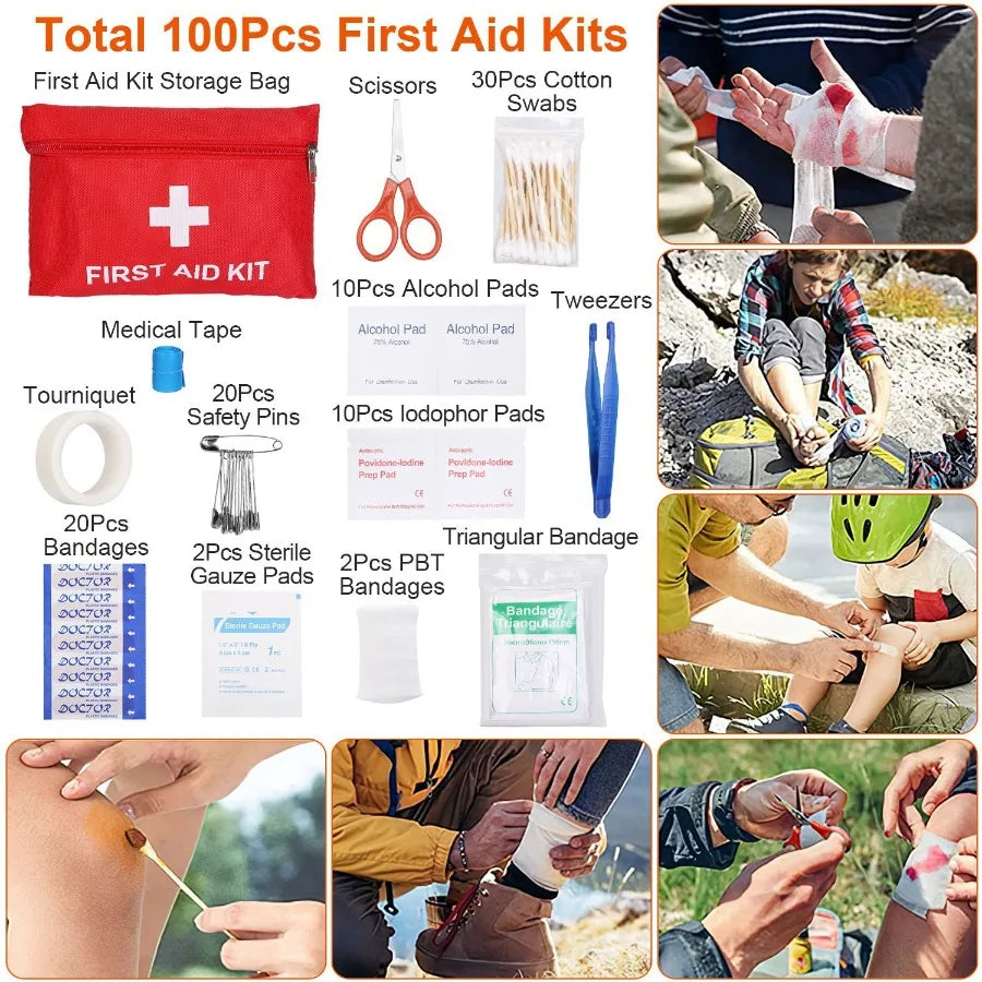125 Pcs Survival Kit Emergency Gear First Aid Camping