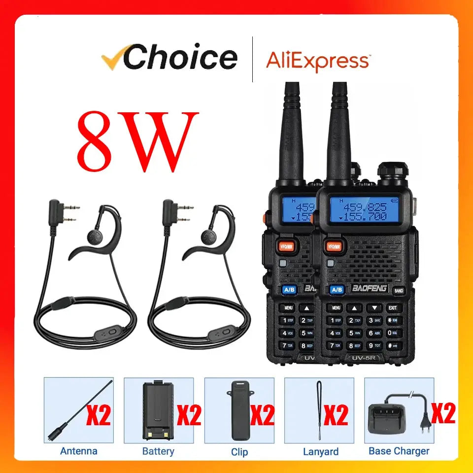 Baofeng UV 5R Dual Band 5W Walkie Talkie 2 Pack Long Range by Beastly Survival Outlet