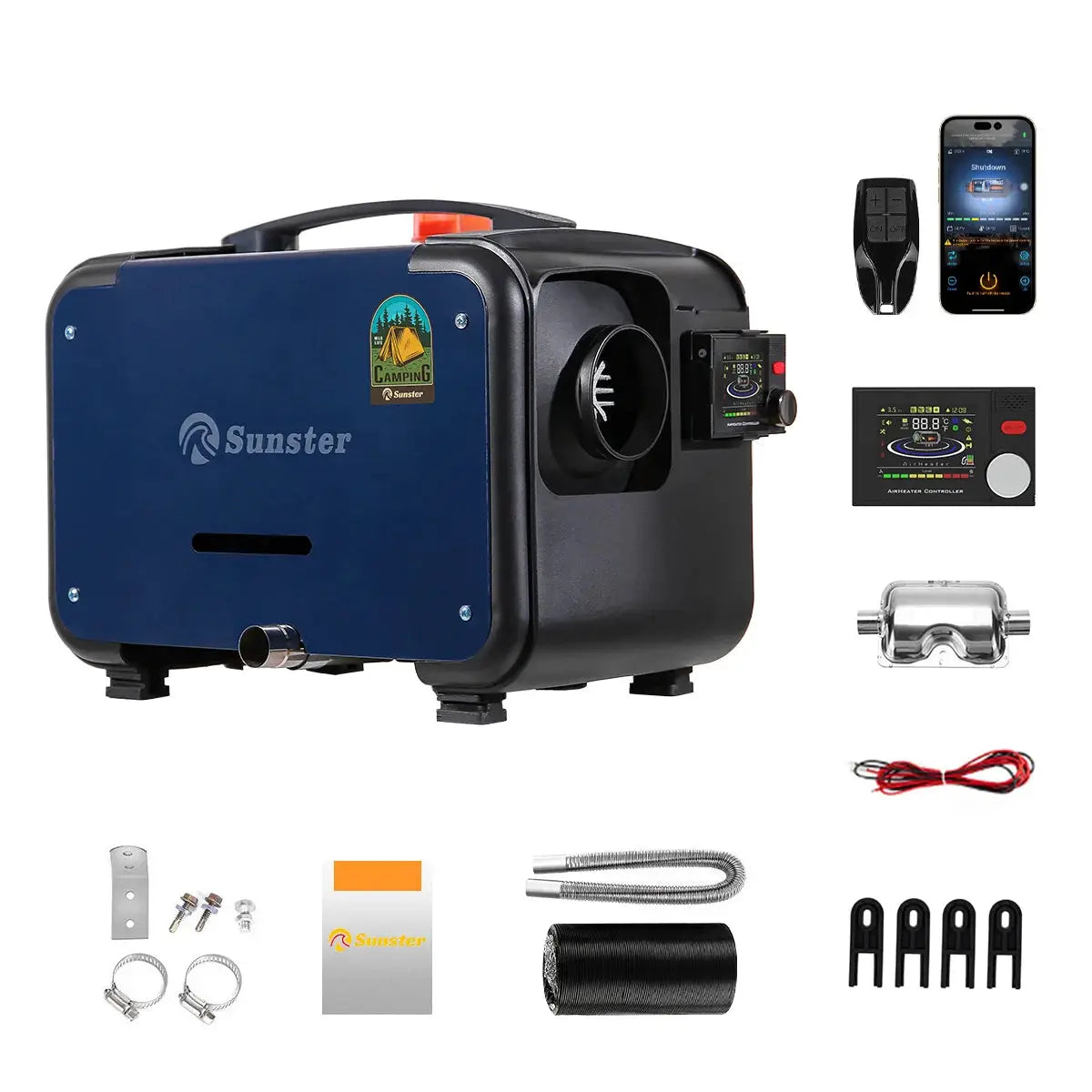 Sunster 8KW Diesel Portable Air Heater Bluetooth App Control by Beastly Survival Outlet