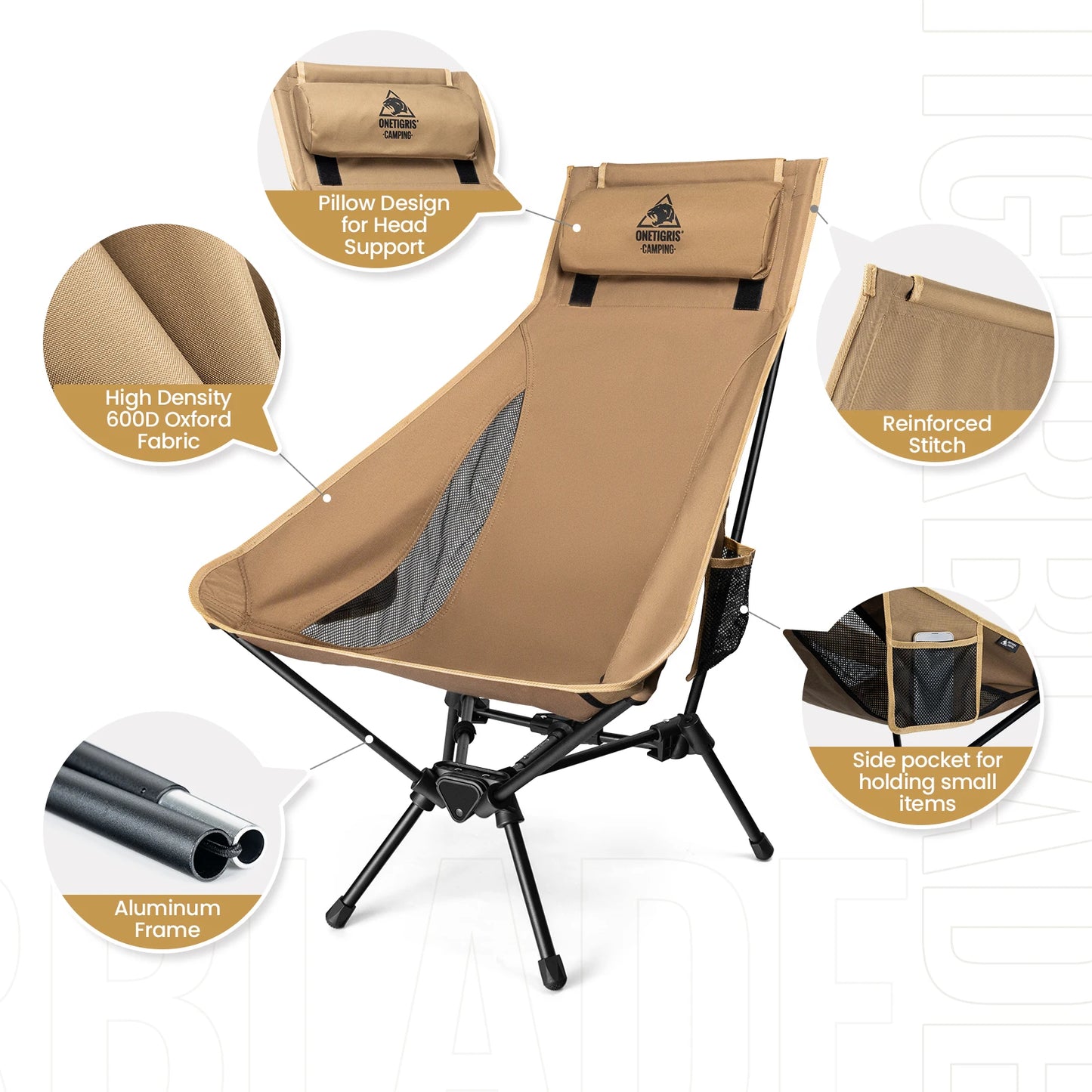 OneTigris Tigerblade Portable Camping Chair High Back