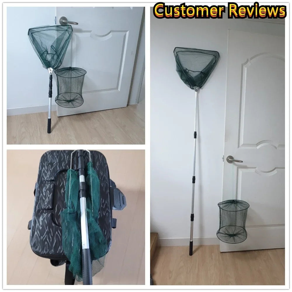 Telescopic Folding Fishing Landing Net with 190CM Aluminum Pole