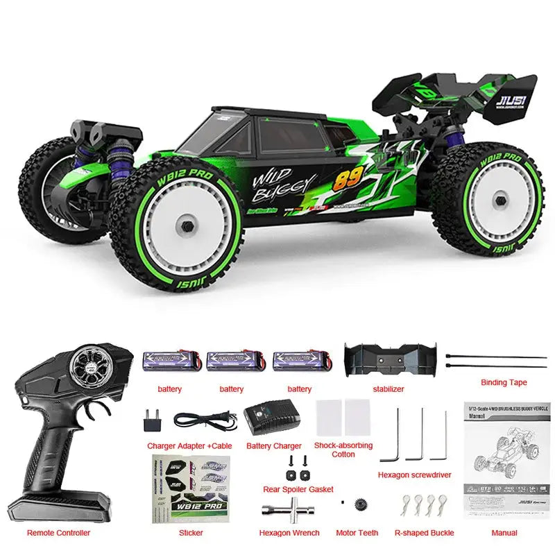 JIUSI WB12 PRO 1/12 Racing Car 4WD High Speed 80KM/H Brushless Remote Control Car Off-road Competitive Drift RC Car Toy Kid Gift by Beastly Survival Outlet
