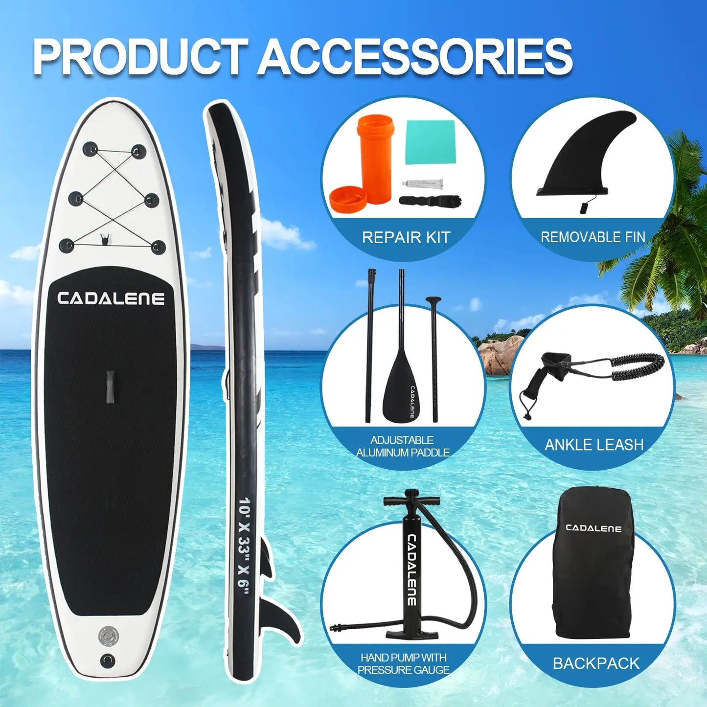 CADALENE 10ft Inflatable SUP With Anti Slip Deck Pad Pro XS by Beastly Survival Outlet