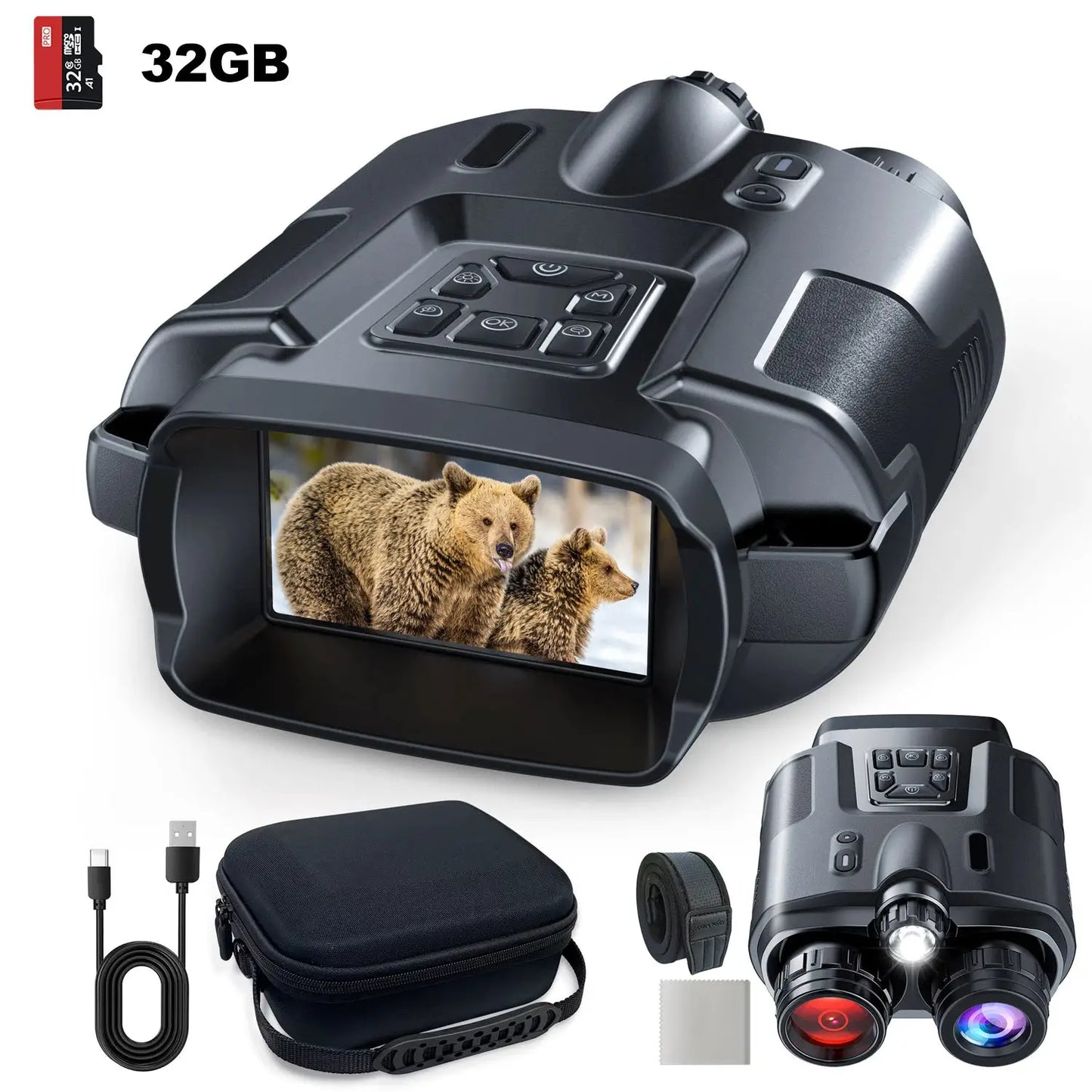 USB Rechargeable 4K Night Vision Binoculars With 8x Zoom by Beastly Survival Outlet