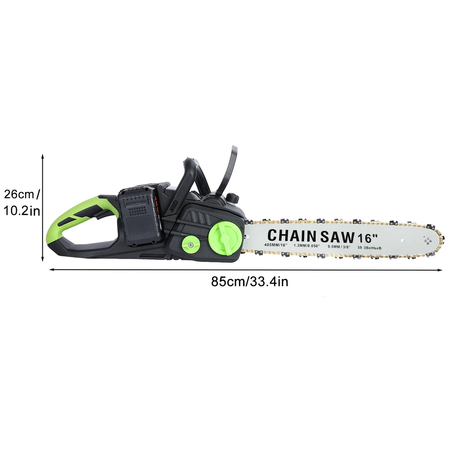 Cordless Battery Powered Chainsaw with 2x4Ah Batteries Brushless Motor Auto Lubrication for Tree Felling and Firewood