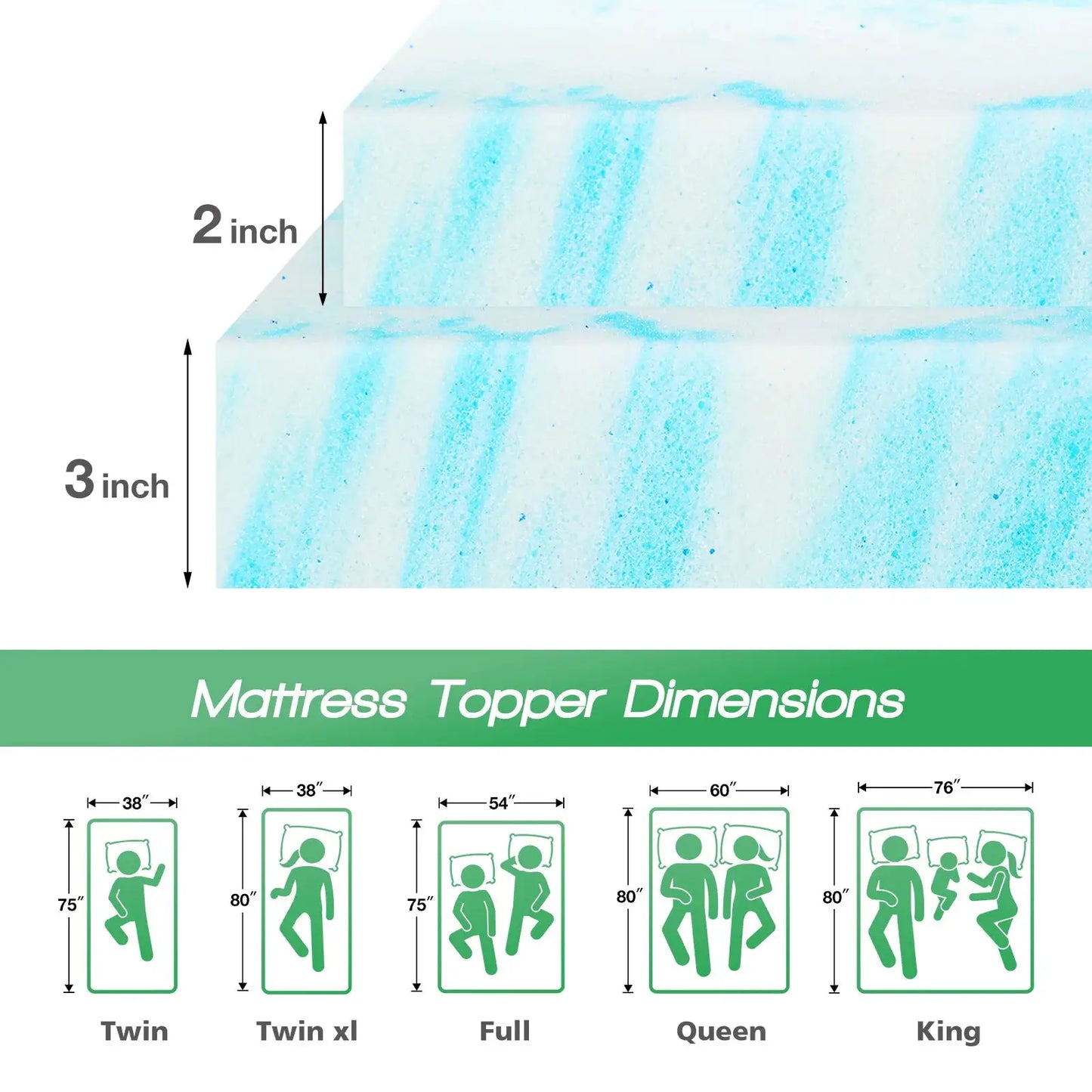 Gel Memory Foam Mattress Topper 2 To 3 Inch Full Size by Beastly Survival Outlet