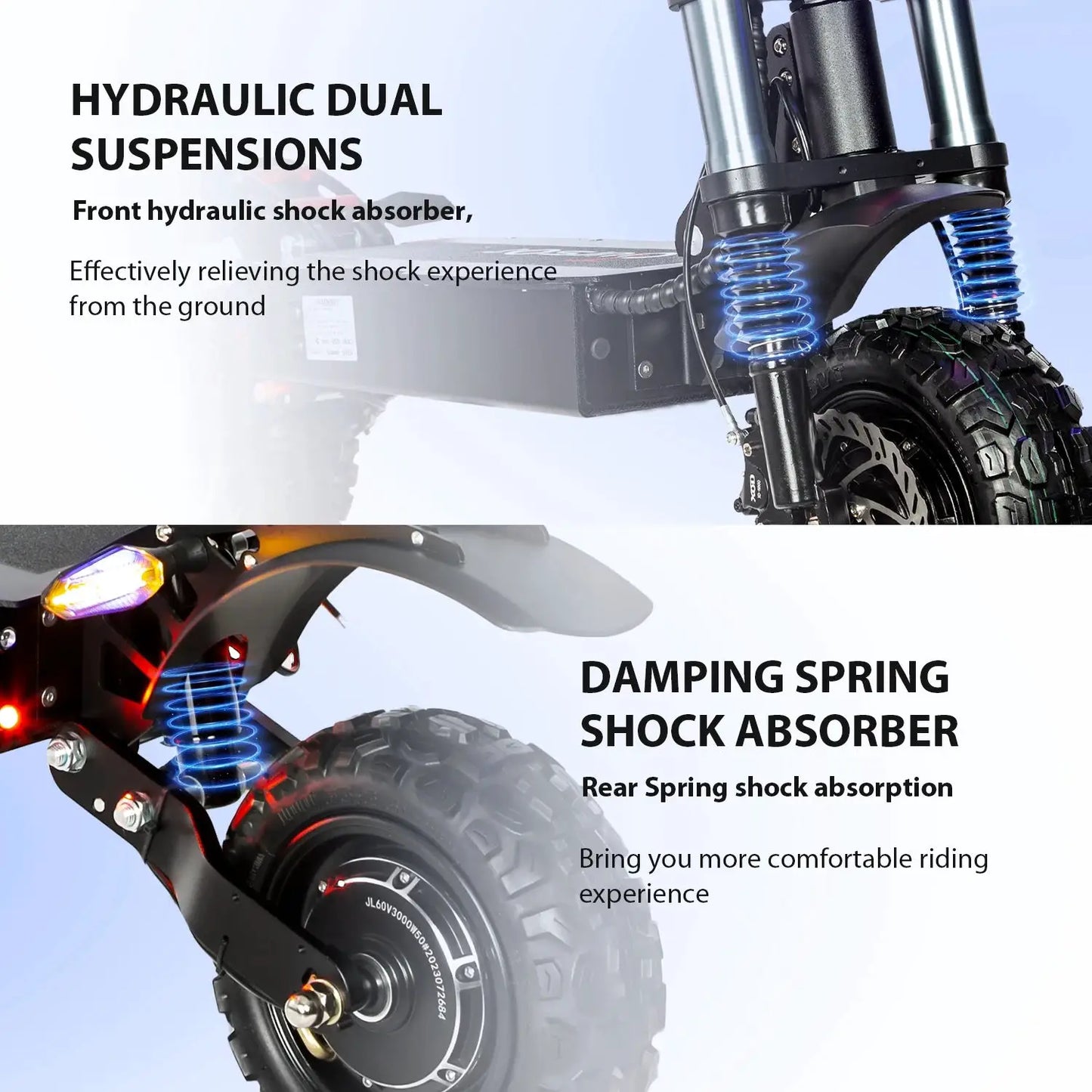 6000W 60V 40Ah 11 inch off-road tyre Kick scooter dual motors removable seat hydraulic shock absorption Folding Electric Scooter by Beastly Survival Outlet