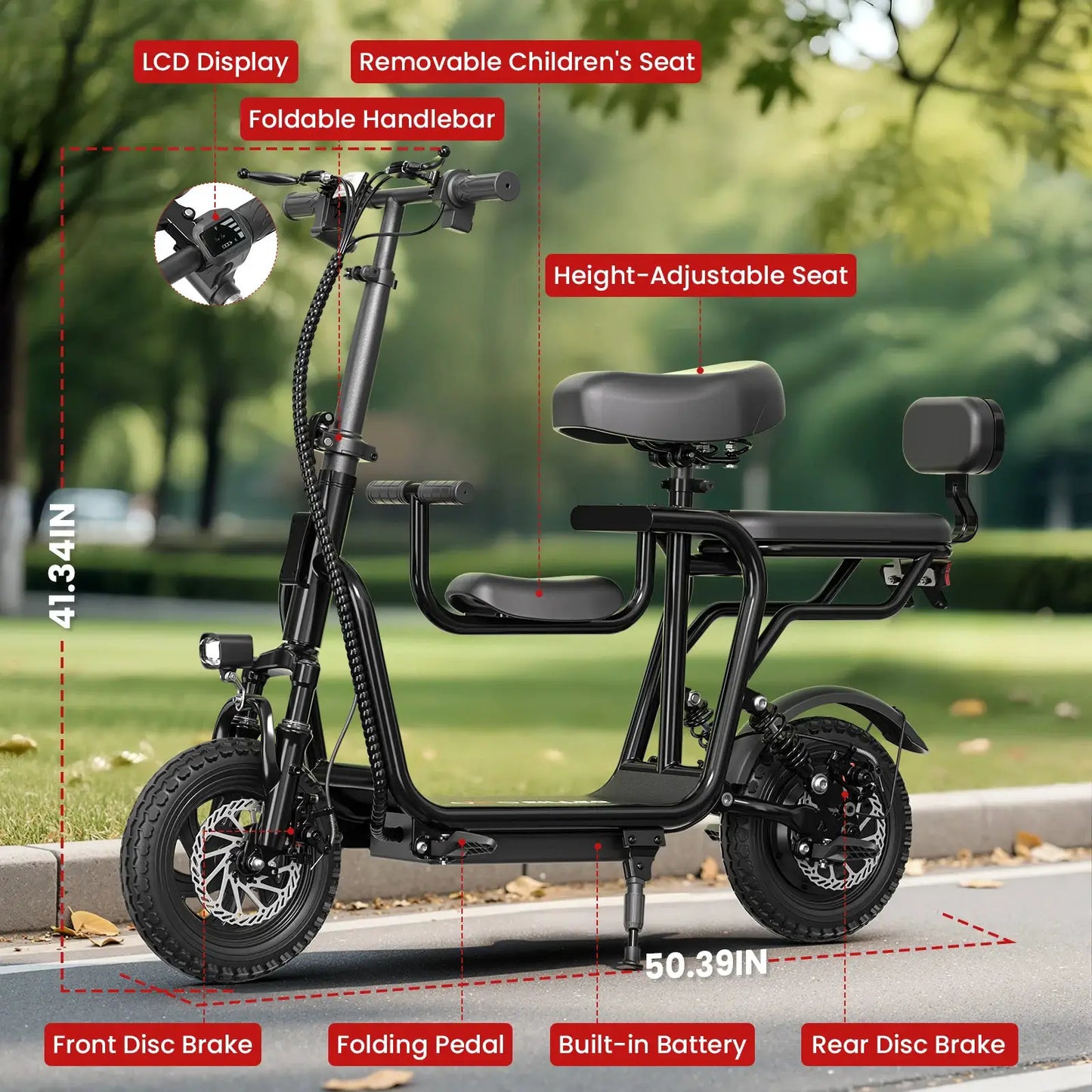14" Foldable Electric Scooter with Seat for Adult,Peak 750W Motor with 48V 10Ah Dual Disc Brakes 20 Miles Range 4-6 Hours Charge by Beastly Survival Outlet