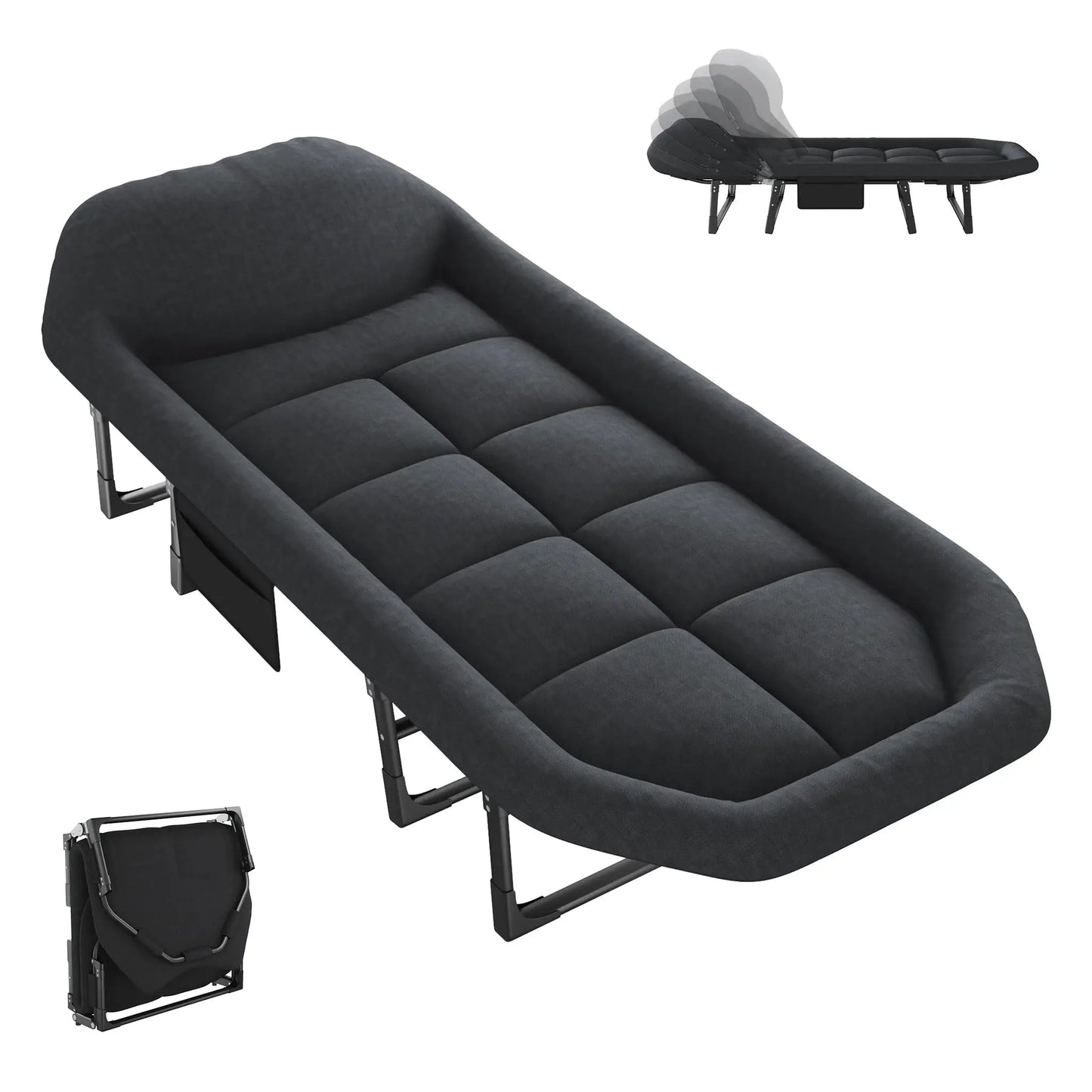 JHK Adjustable Folding Camping Bed with Mattress Lightweight Camping Cot with Carry Bag 6 Angle Foldable Camping Bed for Camp Outdoor Supports 450 lbs by Beastly Survival Outlet
