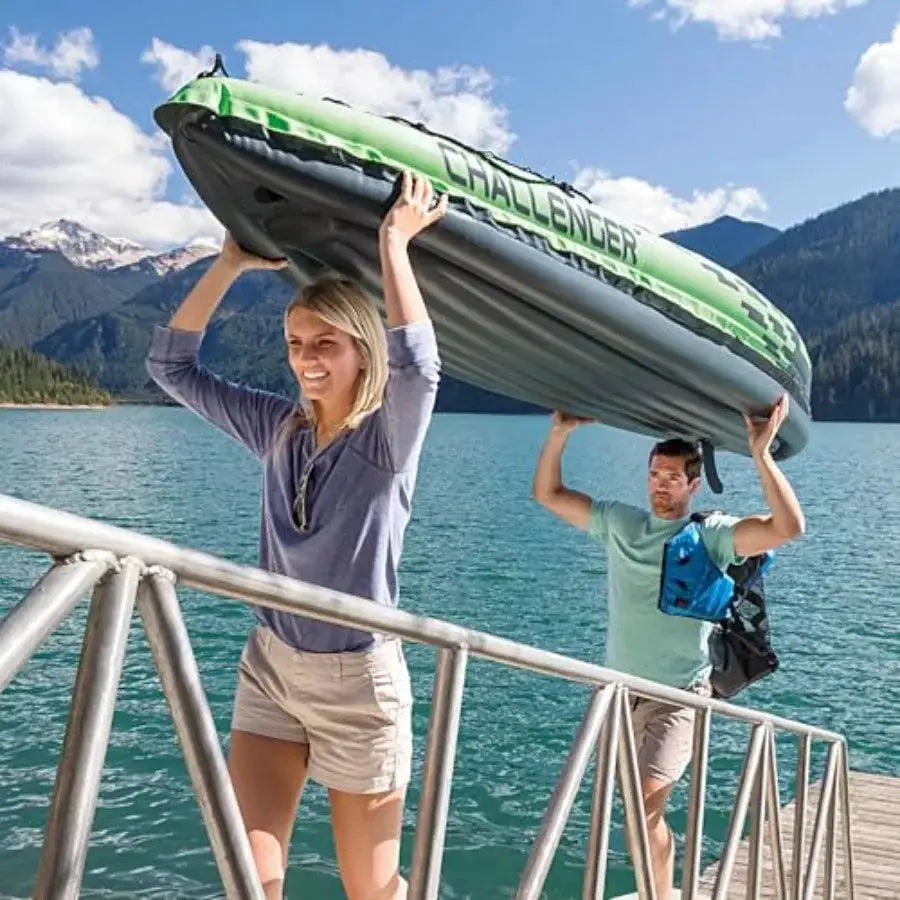 Inflatable Kayak for Outdoor Adventure: SuperStrong PVC Material Blue Color Includes Deluxe Paddles and High-Output Pump Adjust by Beastly Survival Outlet