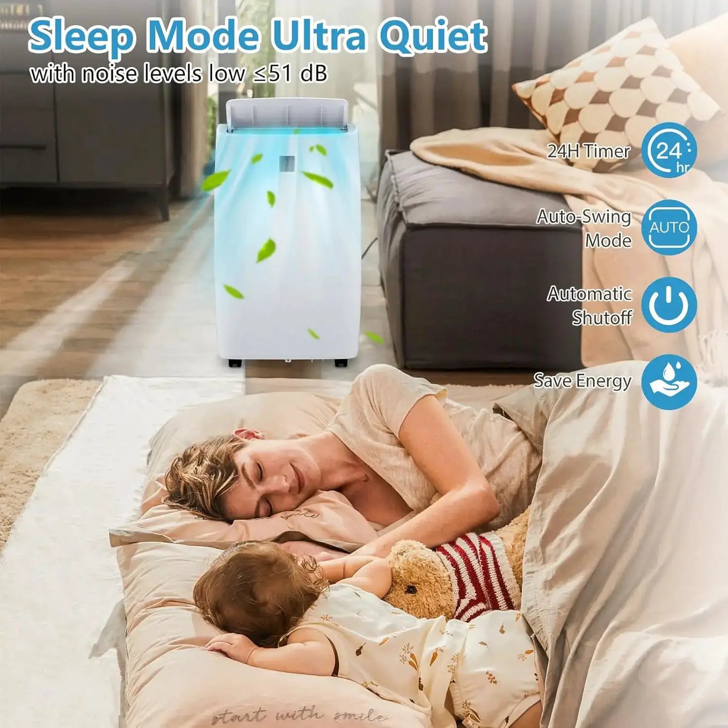 14000 BTU Portable Air Conditioners, Cooling, Fan & Dry 3 Modes,Portable AC Units for Rooms with Installation Kits, 24H Timer by Beastly Survival Outlet