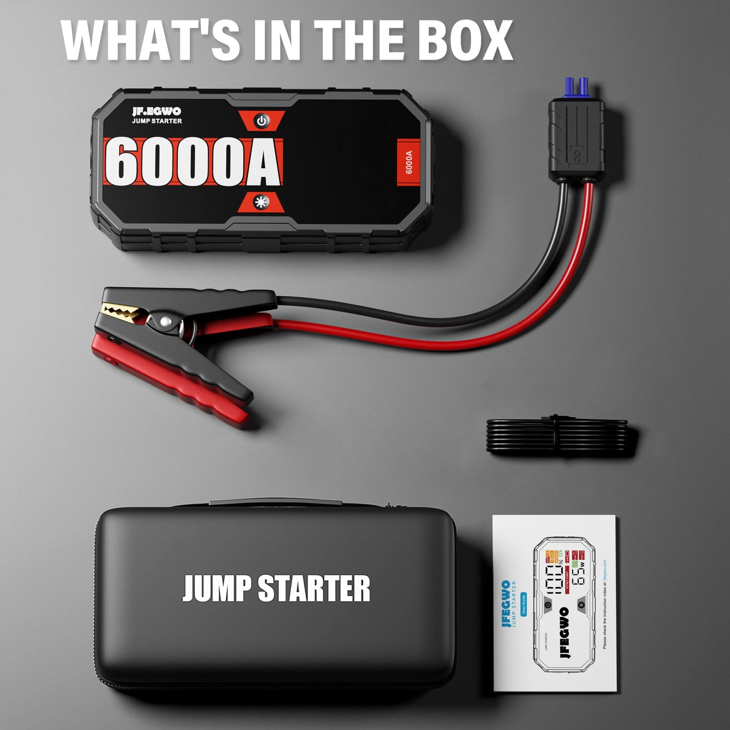 Car Jump Starter 6000A Portable Power Bank PD65W 12V