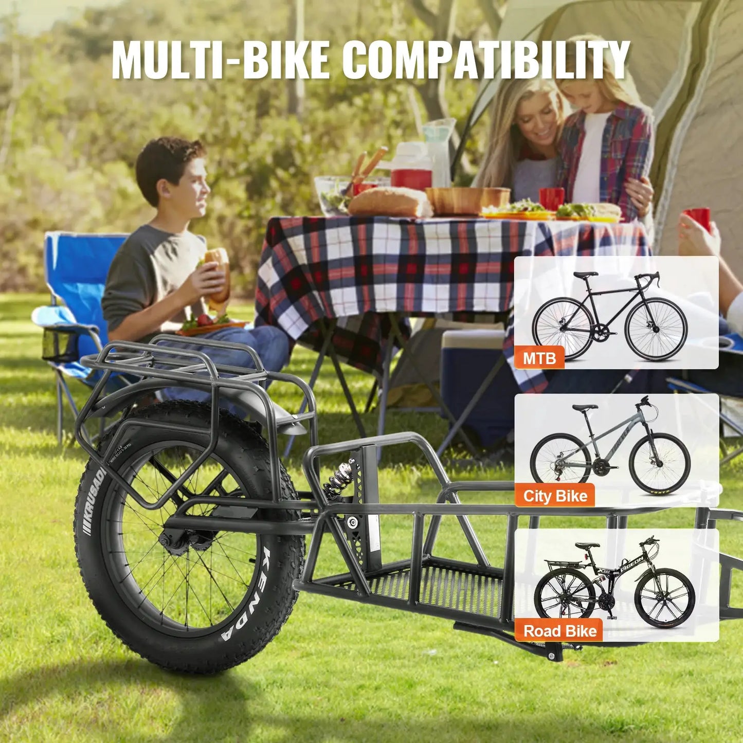 SucceBuy Bike Cargo Trailer 70 lbs Capacity Heavy-Duty Bicycle Wagon Cart Compact Storage & Quick Release Structure 20" Wheels by Beastly Survival Outlet