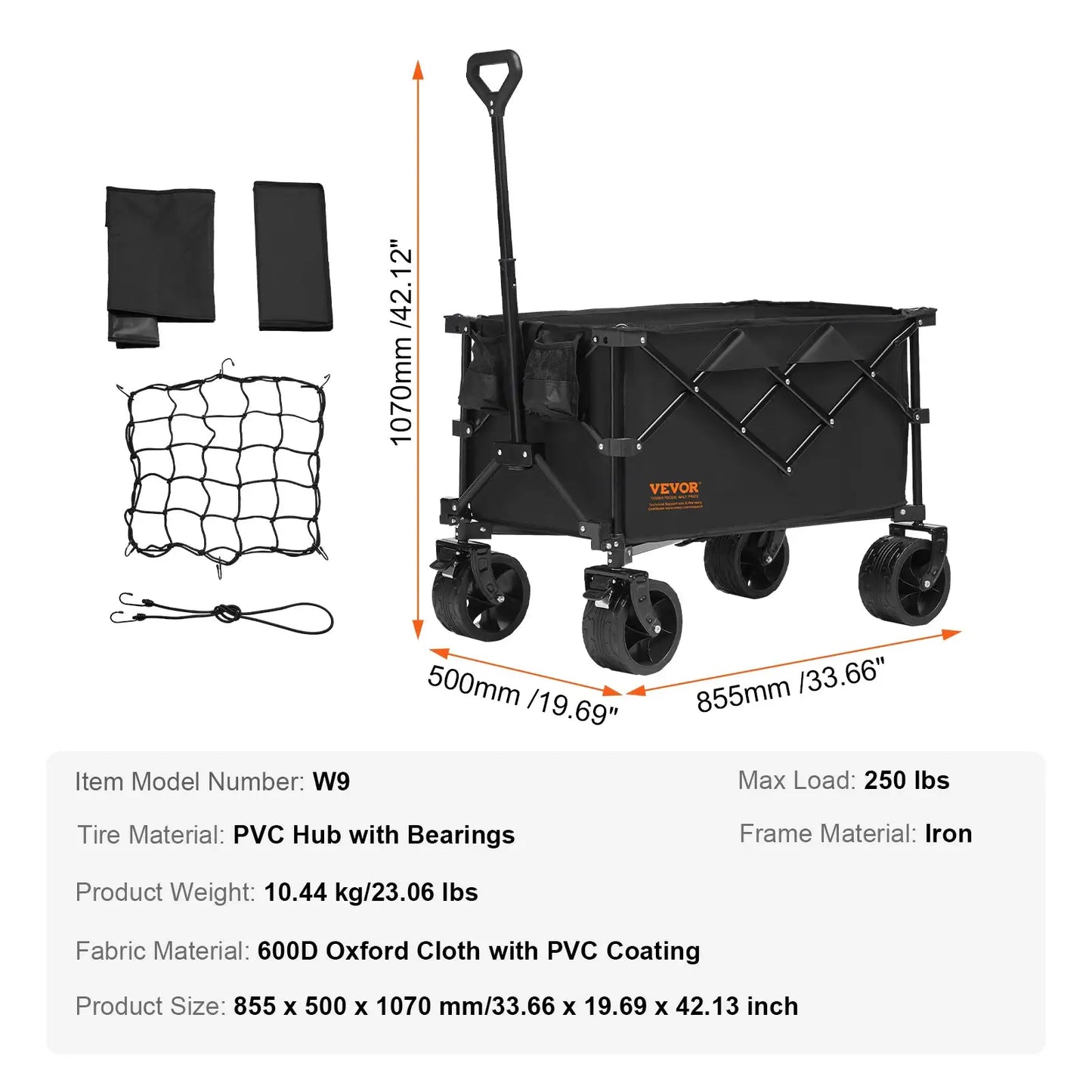 SucceBuy Collapsible Folding Wagon Beach Wagon Cart with All-Terrain Wheels Drink Holder Sport Wagon for Camping Shopping Garden by Beastly Survival Outlet