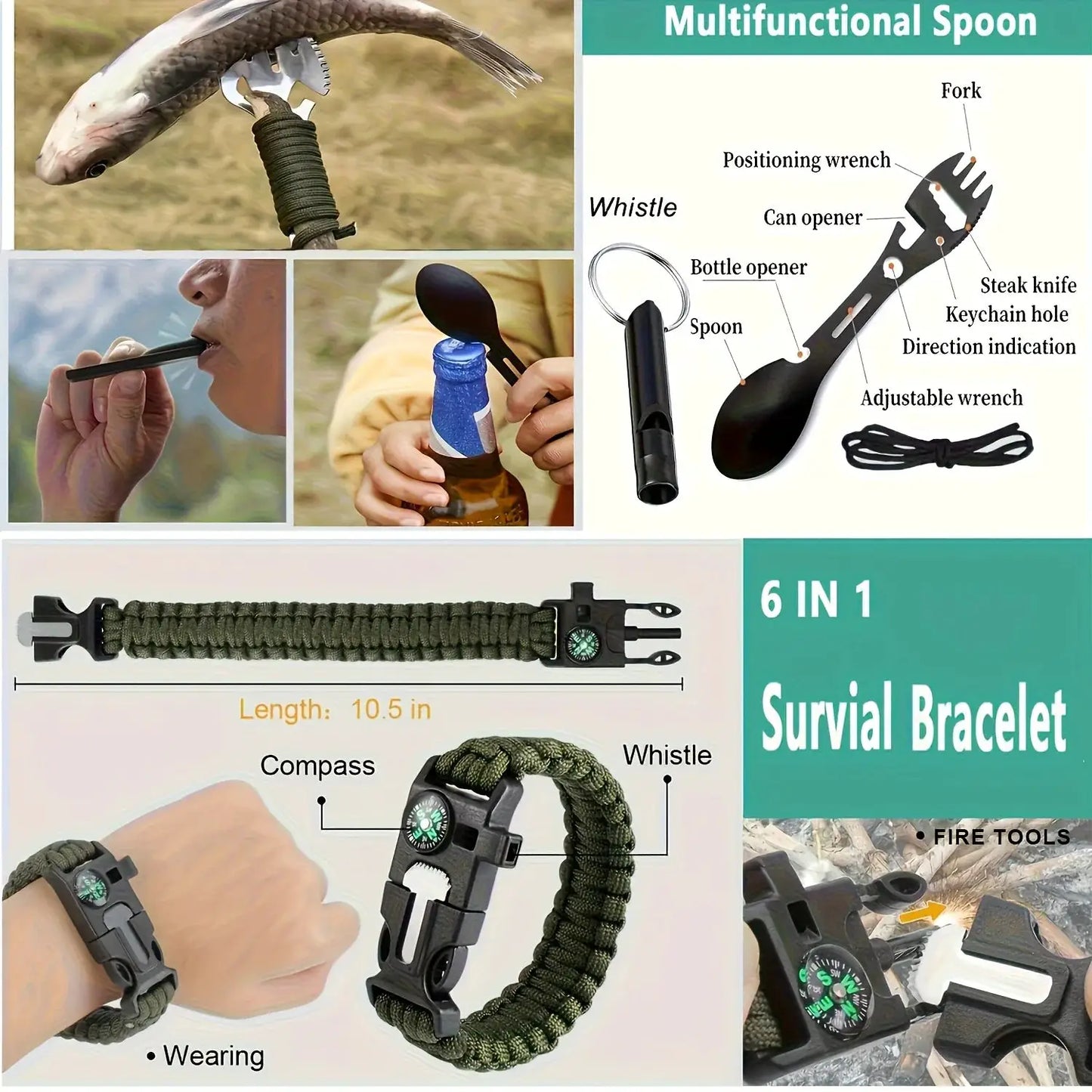 Ultimate 20in1 Survival Gear Kit For Camping And OutdoorsNow by Beastly Survival Outlet