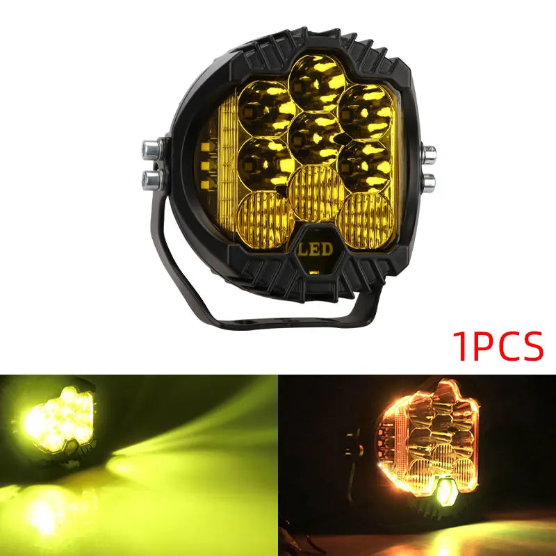 5 Inch 90W Car LED Spotlight Auxiliary Driving Lamp Yellow Pair