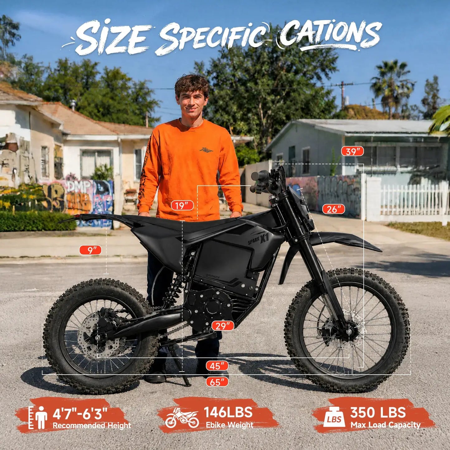 QRONGE X1 Spark L Electric Dirt Bike, 60V 28.8Ah Battery, 4500W Peak Mid-Drive Motor Electric Motorcycle, 17"/14"Fat Tire, 50MPH & 60 Mile Range, 3 Speeds Full Suspension E Bike for Teens & Adults + 1 Year Warranty by Beastly Survival Outlet