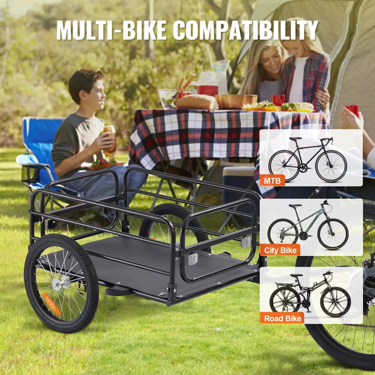SucceBuy 160 lbs Bike Cargo Trailer Foldable Storage Bicycle Wagon Cart with 16" Wheels Safe Reflectors Fits 22"-28" Bike Wheels by Beastly Survival Outlet