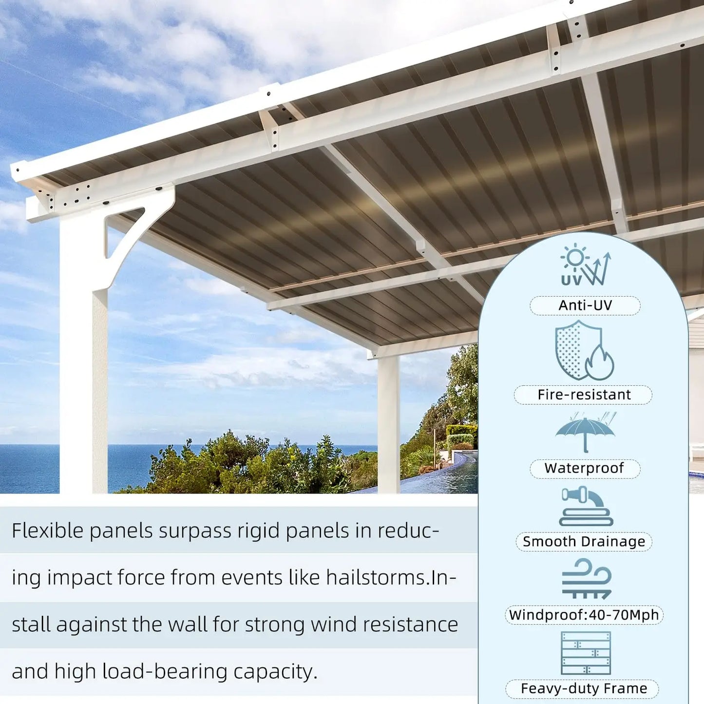16x10 White Gazebo Pergola For Patio Lean To Shelter Outdoor