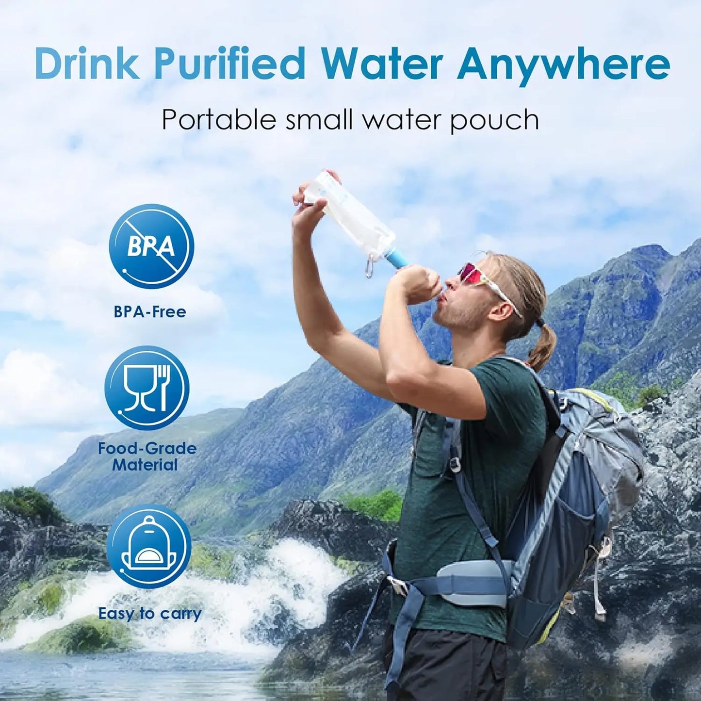 Waterdrop Gravity Water Filter Straw Camping Survival