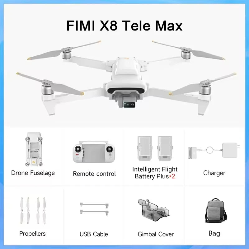 FIMI X8 Tele Drone Dual Sony Cameras 4K 60fps 20km Range