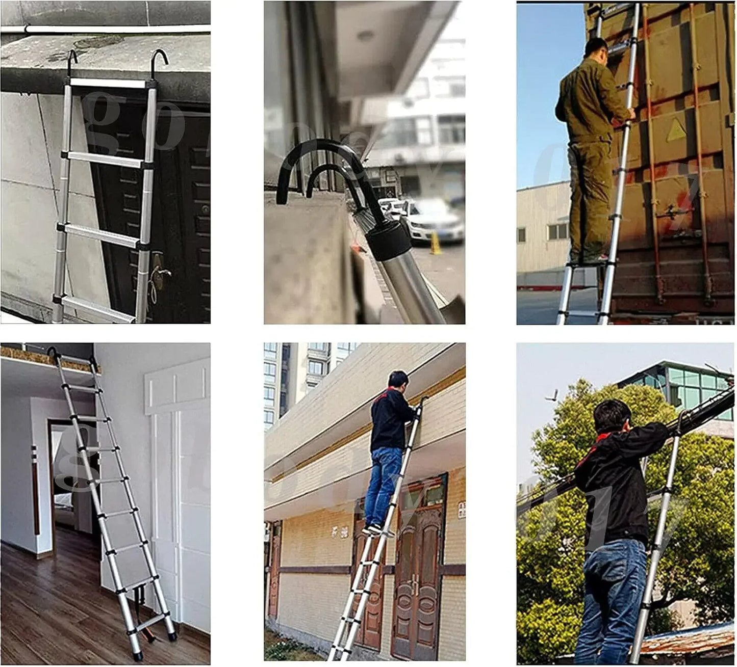 20ft Telescoping Aluminum Ladder With Hooks Collapsible Plus