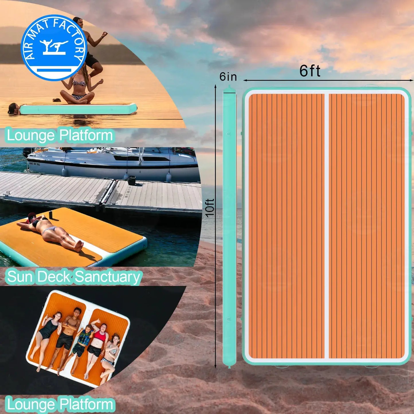 Inflatable Floating Dock Platforms For Water Sports Non Slip by Beastly Survival Outlet