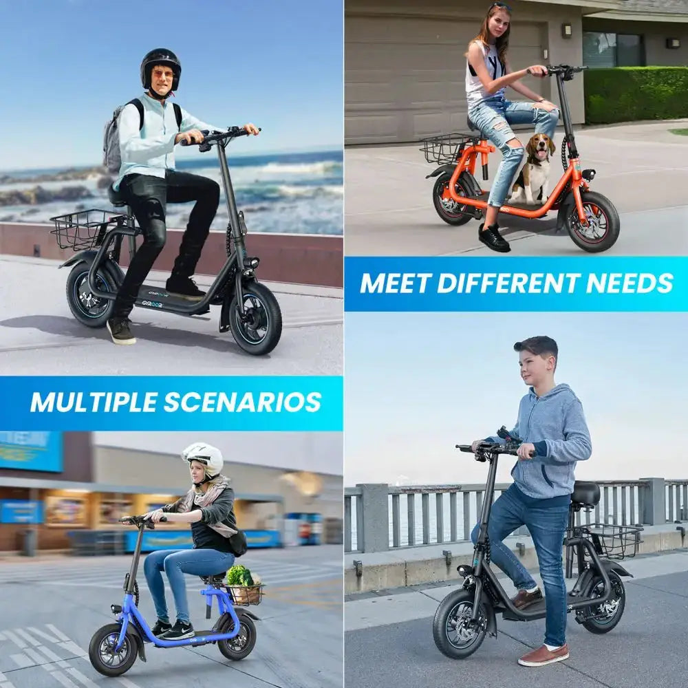 GYROSHOES Adult Electric Scooter – Powerful 450W Motor, 15-Mile Long Range, 12-Inch Stable Tires, Oversized Adjustable Seat + Rear Basket, Included Phone Holder and Password Lock, UL2272 Certified by Beastly Survival Outlet GYROSHOES Adult Electric Scooter – Powerful 450W Motor, 15-Mile Long Range, 12-Inch Stable Tires, Oversized Adjustable Seat + Rear Basket, Included Phone Holder and Password Lock, UL2272 Certified Beastly Survival Outlet