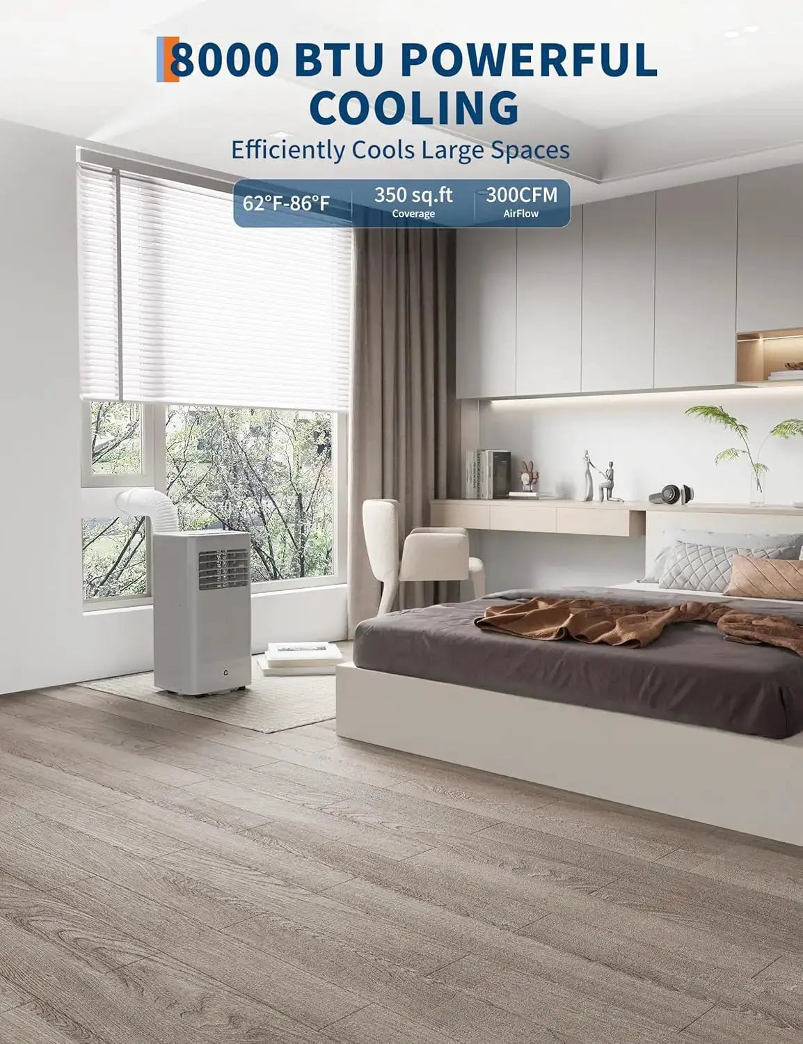 8,000 BTU Portable Stand Air Conditioner Cool/Dry/Fan Modes Fast Cooling Up to 350 Sq. Ft Drainage-free Cooling Quiet Sleep Mode by Beastly Survival Outlet