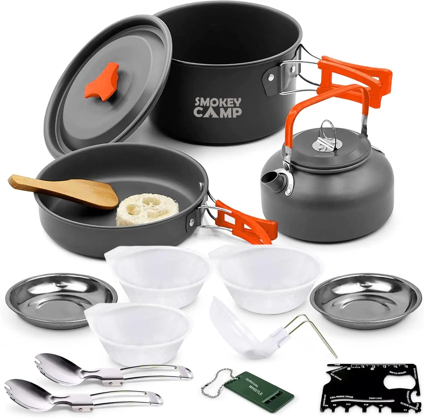 All In One Camping Cookware Mess Kit With Stove And Pots Set