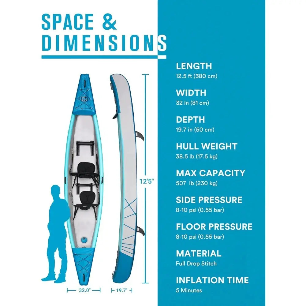 Inflatable Tandem Kayak for Two with Paddles and Accessories 12.5ft by Beastly Survival Outlet