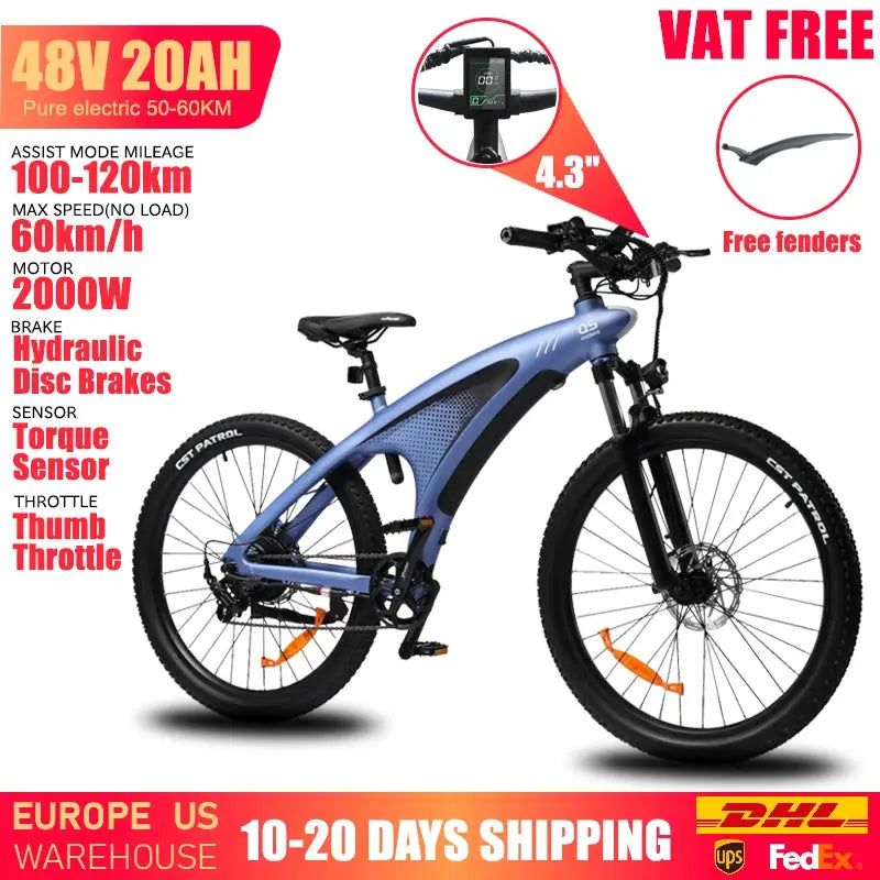 HUANCI Q5 Electric Bikes for Adults 1000W 48V 13AH Ebikes E Bikes Electric Bicycles 50km/h Electric Dirt Bike Electric E Bikes by Beastly Survival Outlet