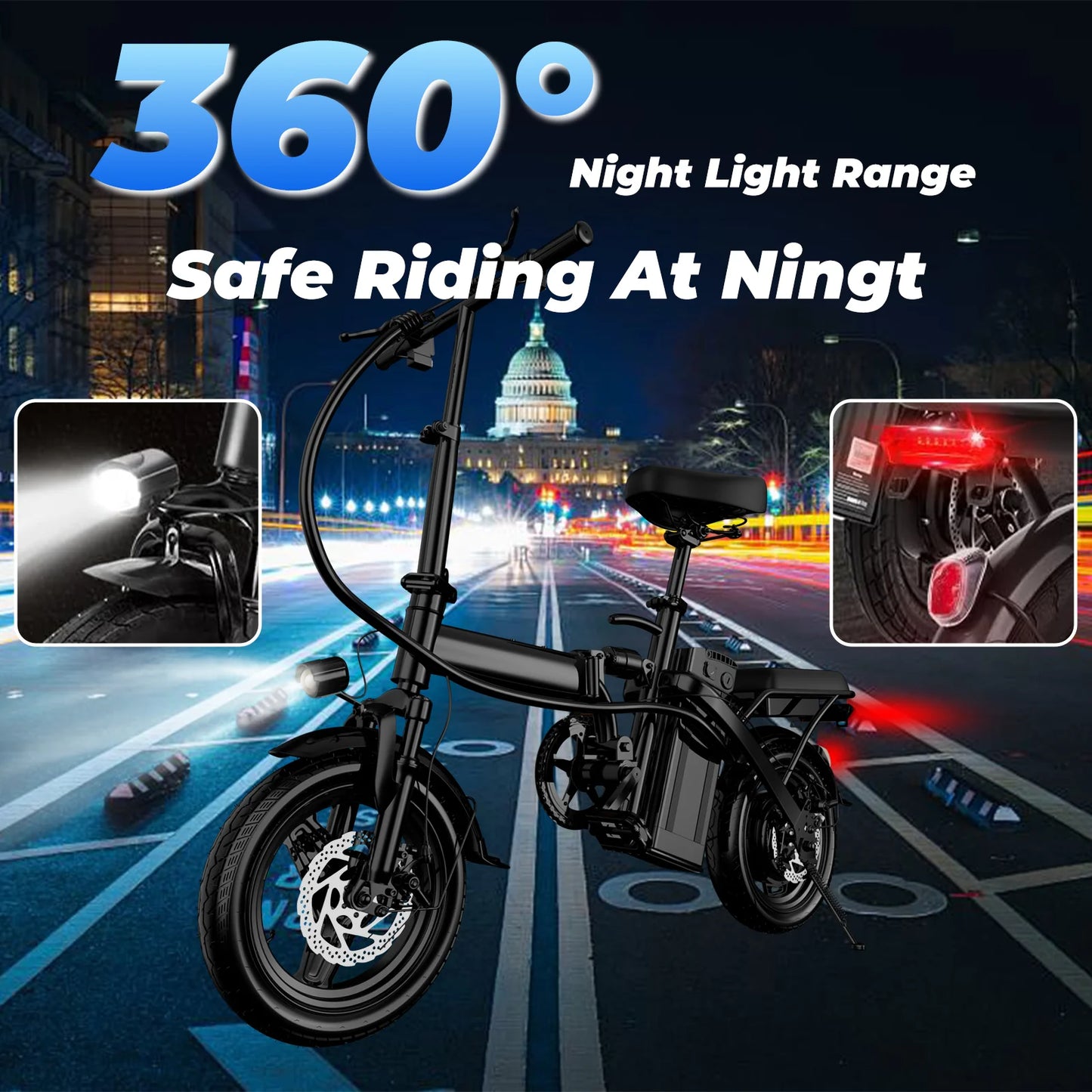 LELEKUAI 500W Folding Electric Bike with Removable Battery