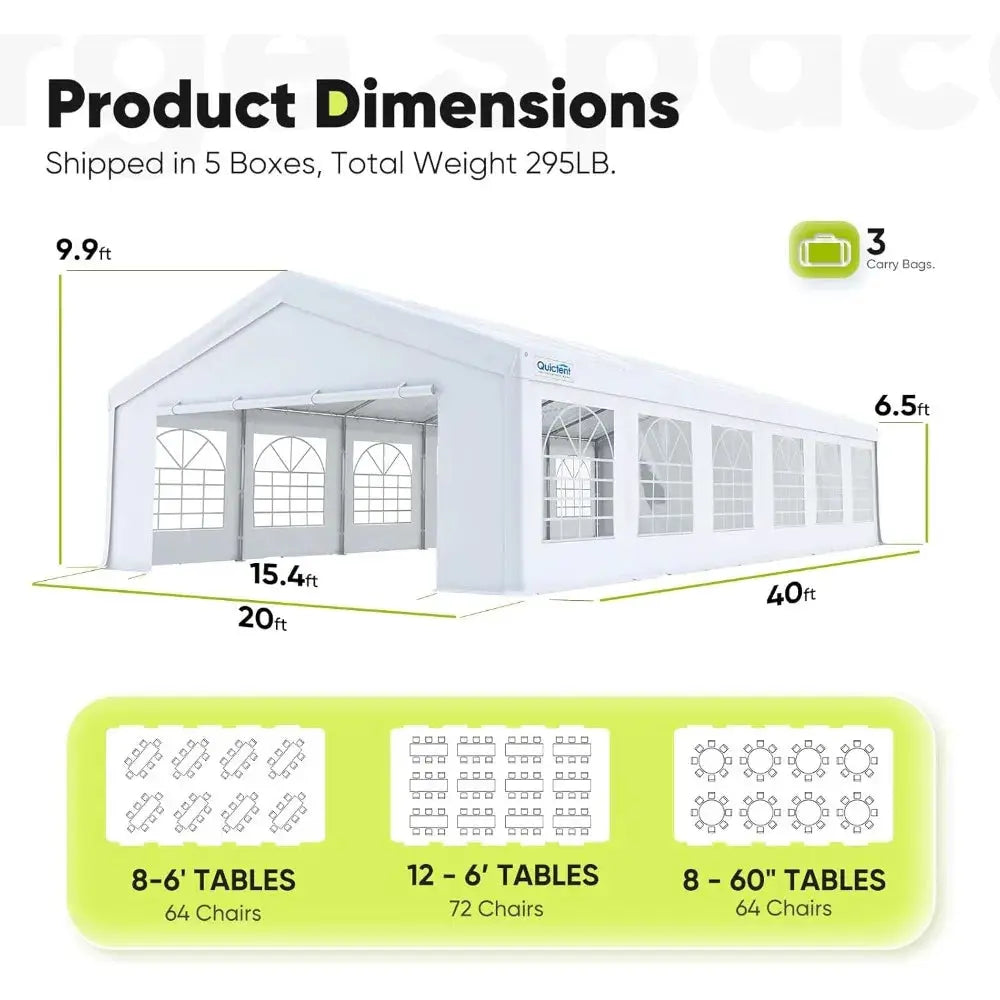 20x40 Party Tent Heavy Duty Outdoor Canopy Tent Carport Wedding Event Shelter BBQ Wedding Tents for Parties with Storage Bags(C by Beastly Survival Outlet