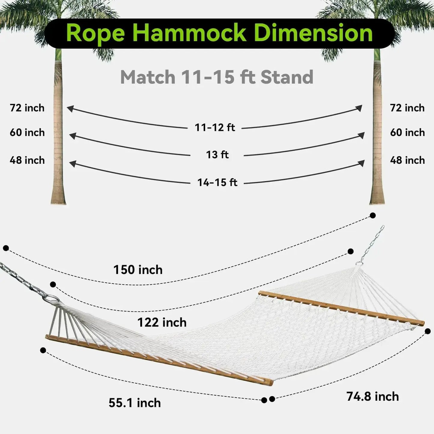 Double Hammock For Two Handwoven Rope Spreader Bar Patio Use by Beastly Survival Outlet