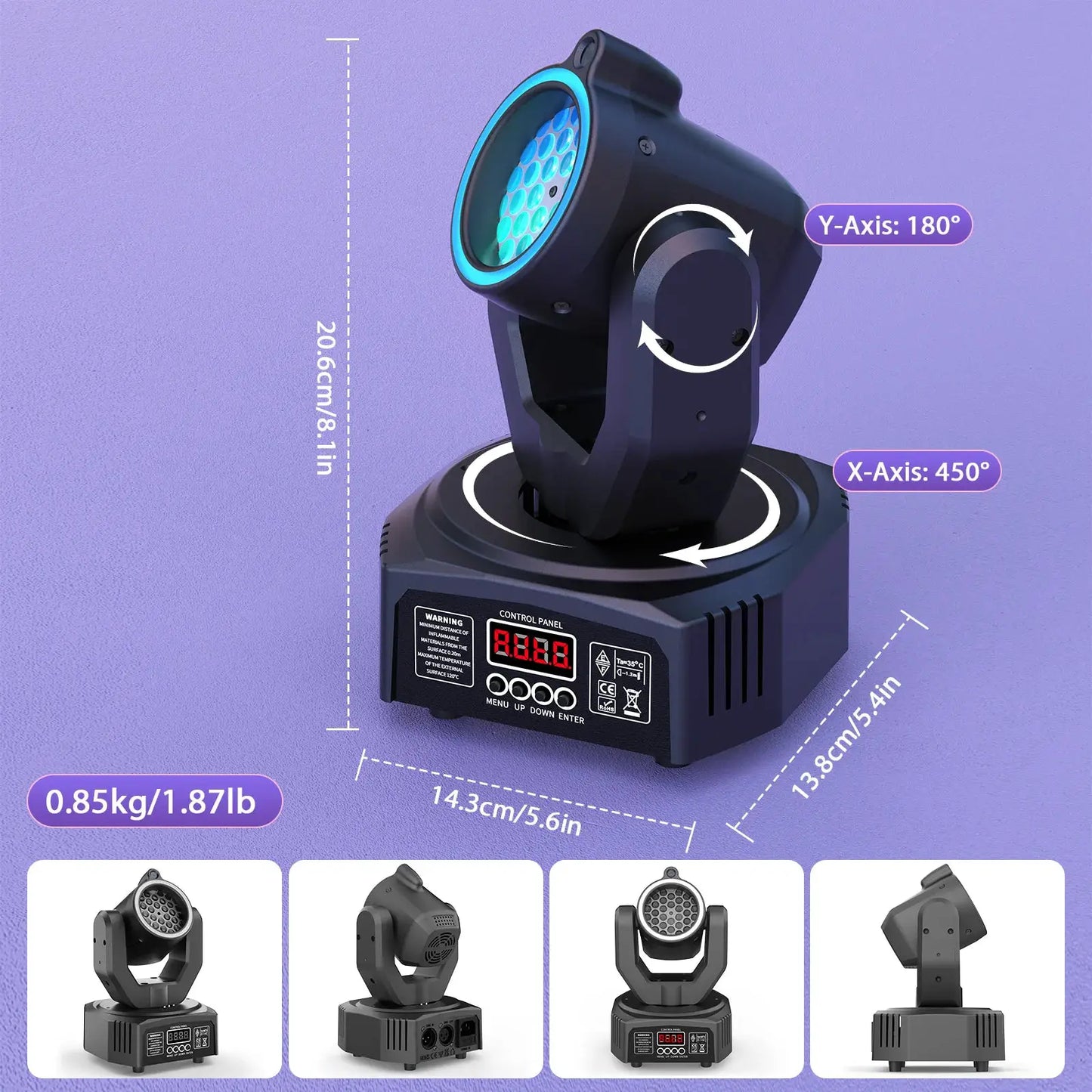 U'King Mini 30W Beam Pattern Moving Head Light RGB DMX Sound Activated Strobe Effect Stage Light for DJ Disco Party Christmas by Beastly Survival Outlet
