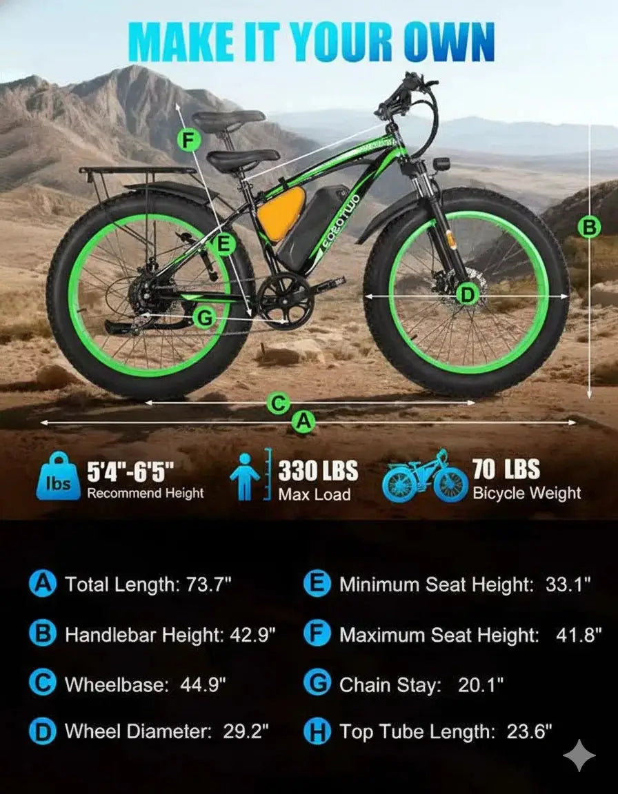 26" Fat Tire Electric Bike for Adults 48V 20Ah Battery 1000W Motor (Peak 1500W) 25-30MPH Fast Mountain Ebike Snow Beach Bicycle by Beastly Survival Outlet