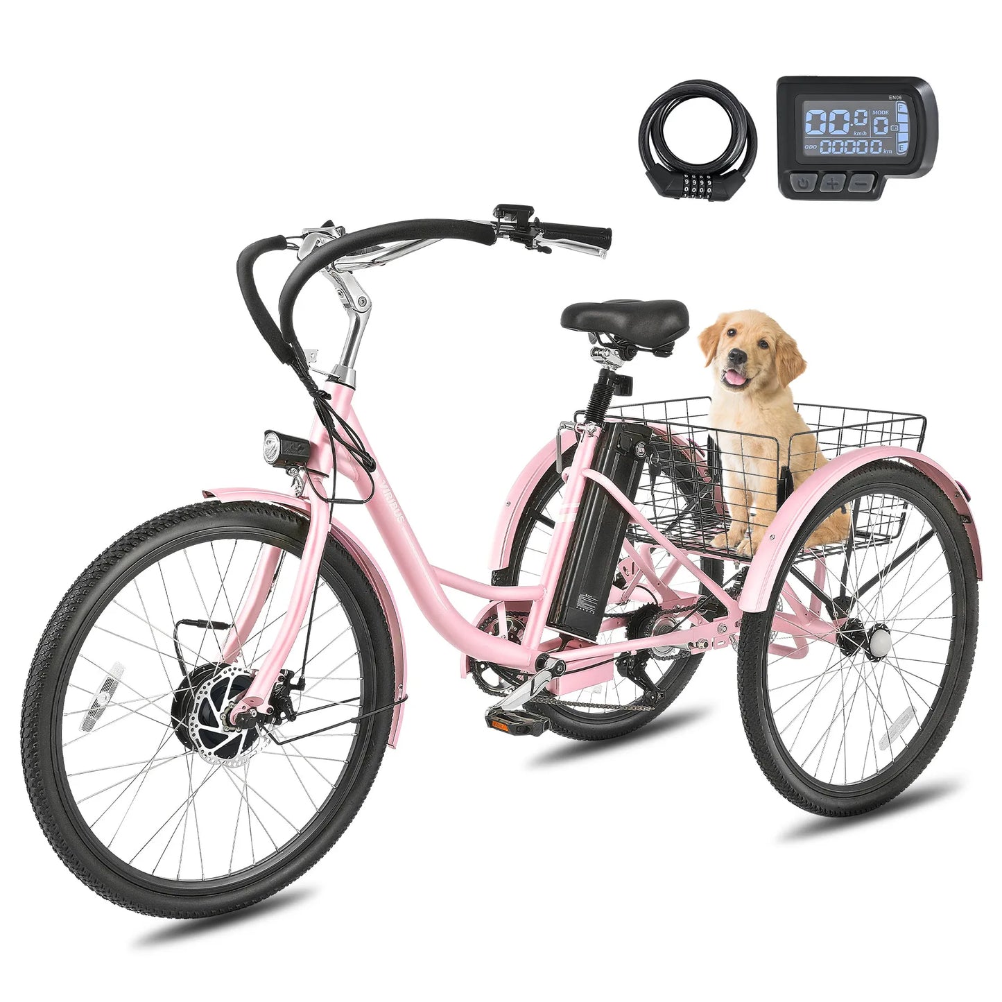 24 Inch 26 Inch Electric Tricycle 7 Speed 350W Motor for Adults