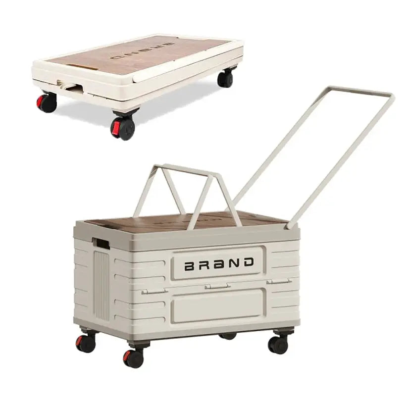 360° Rotating Foldable Storage Cart – Heavy-Duty Mobile Organizer with 4 Silent Wheels, Multi-Functional CampingStorage by Beastly Survival Outlet